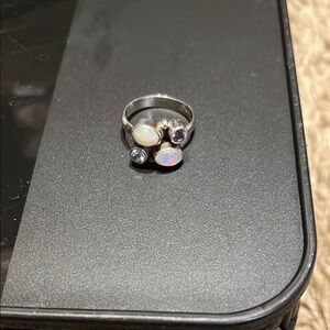 Ethiopian Opal gemstone sterling silver ring